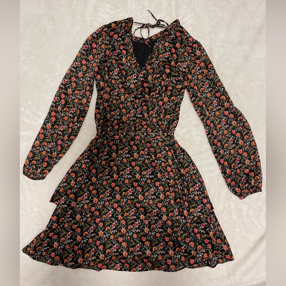 LOFT Shimmery Floral Tiered Dress SMALL - Picture 8 of 16